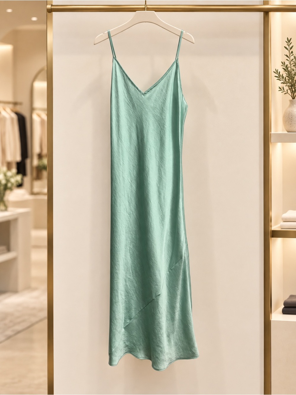Aritzia Wilfred Satin Midi Slip Dress- Mint Green